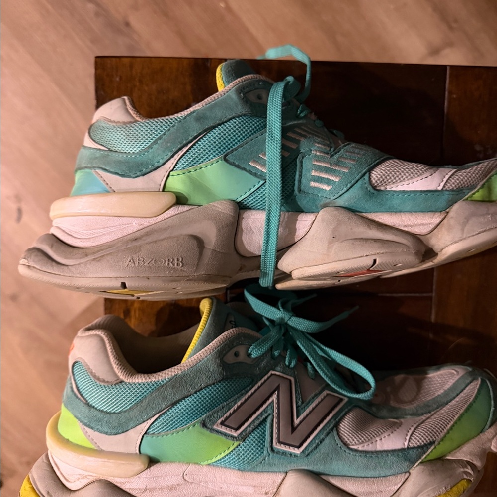 New Balance 9060 Cyan sz 11.5 Teal and Lime Sneakers